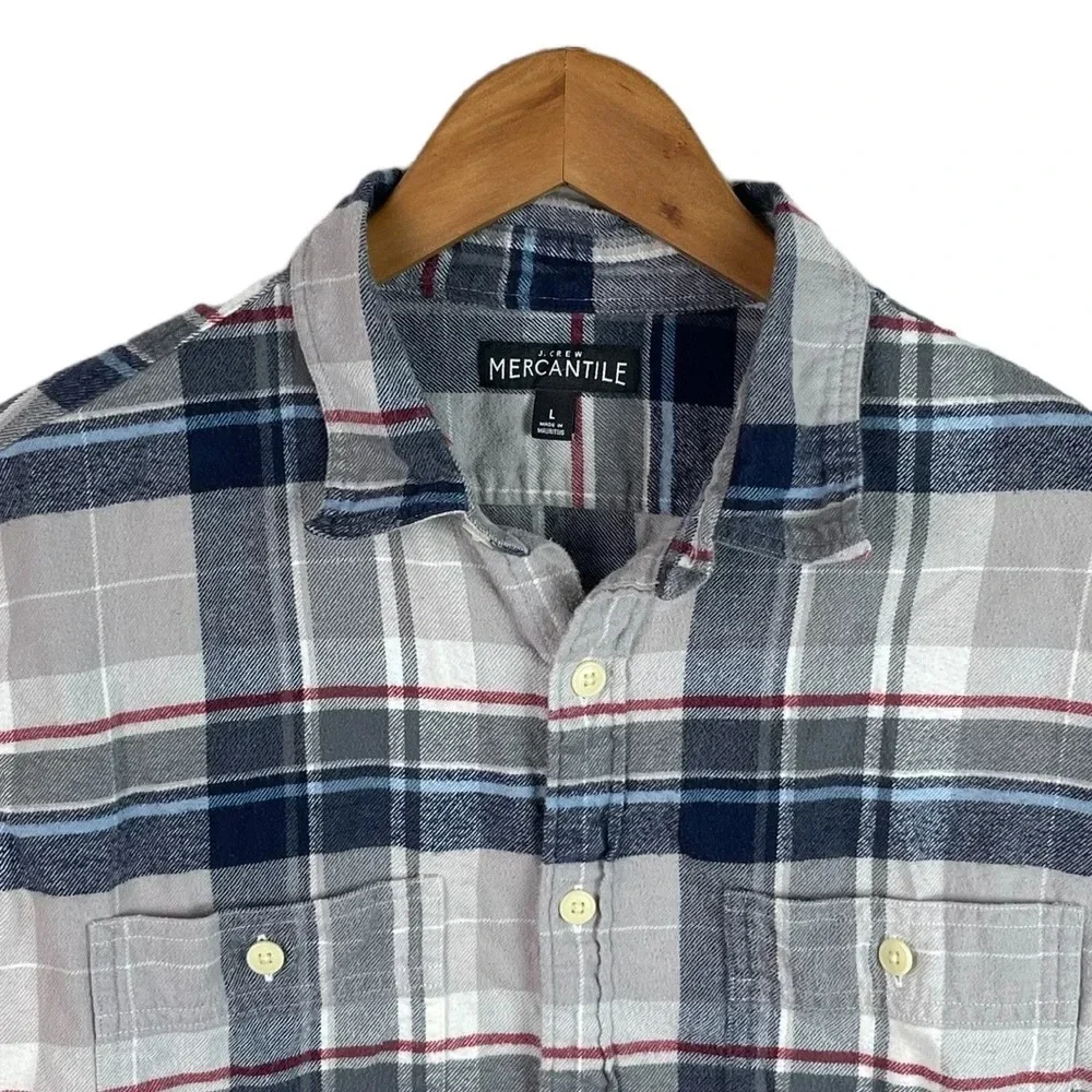 BF833 Mens J. Crew Mercantile Preppy Plaid Button Down Shirt L